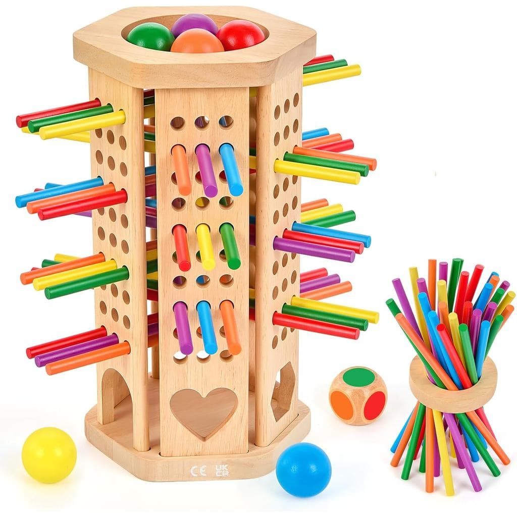 Jogo de Tabuleiro de Madeira Montessori, Jogo de Dados com 42 Peças, Brinquedo de Quebra-Cabeça Matemático para Crianças
