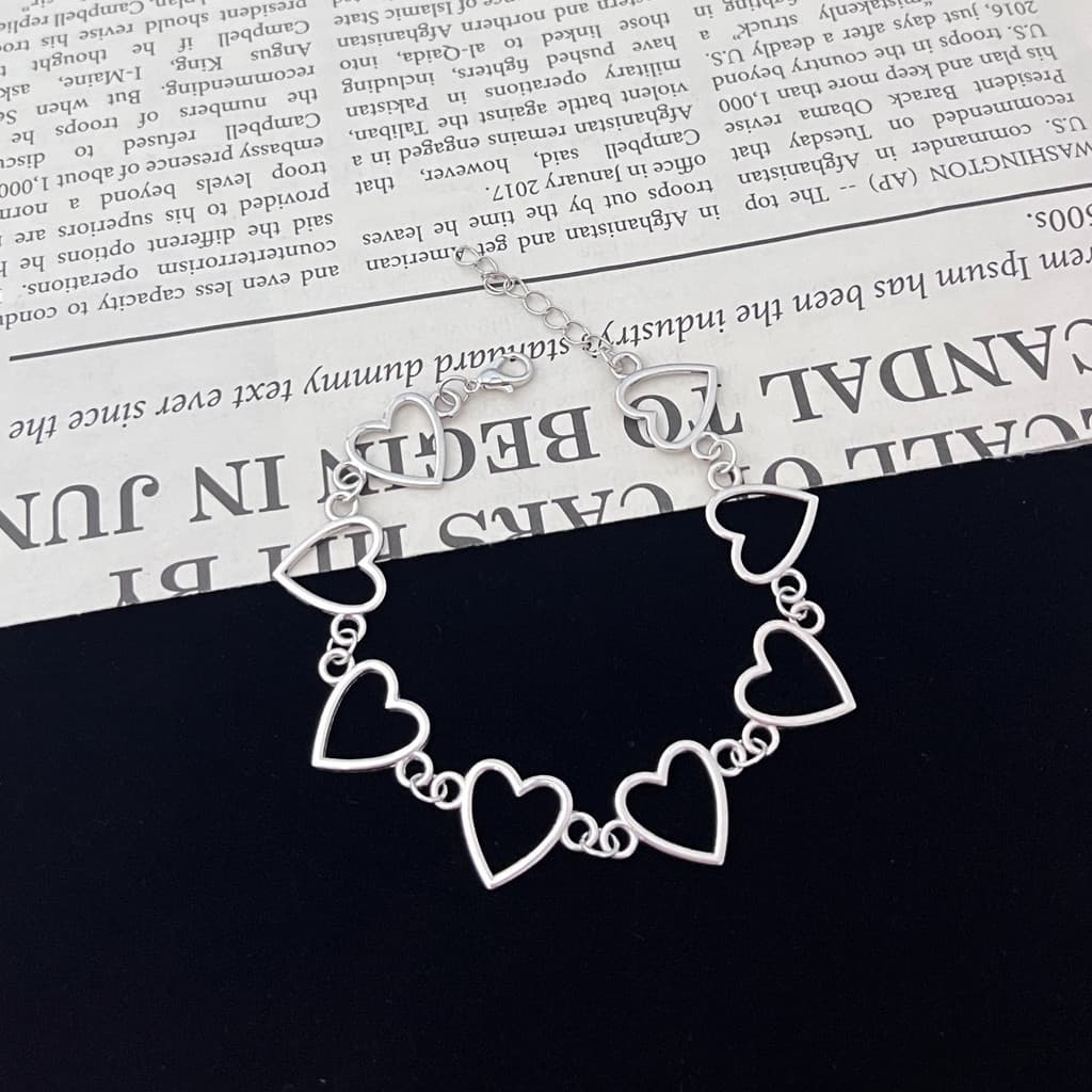 Pulseira de corrente oca em forma de coração geométrica criativa pulseira feminina