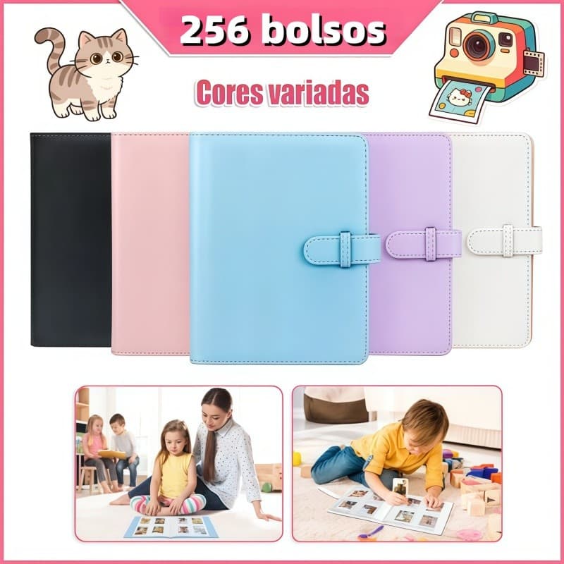 Álbum de Fotos para Câmera Instax Mini 12/11/9/90/70/40/8, Capacidade de 256 Fotos, Vários Modelos