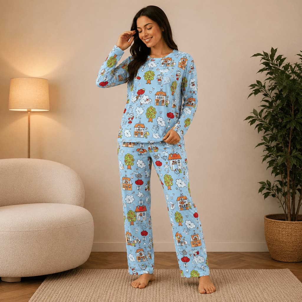 2 Pijamas Femininos de Suede Inverno Adulto Quentinho com Calça Longa e Blusa de Frio Estampas Sortidas