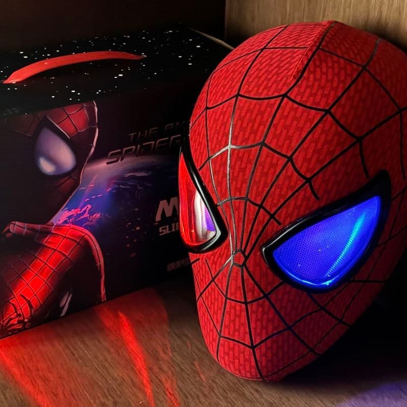 Novo estilo de controle de anel elétrico extraordinário máscara do homem-aranha piscando luminosa mudança de cor natal c