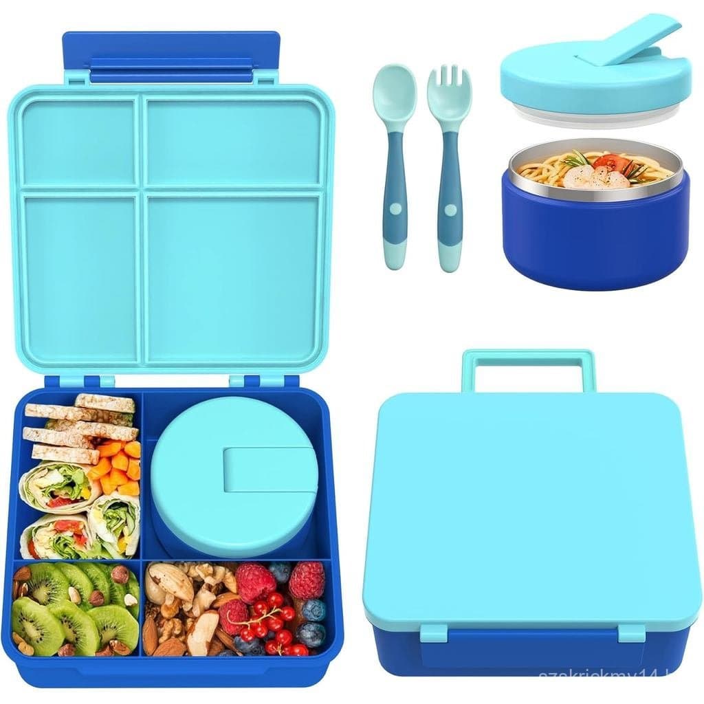 Marmita Pawtong com Termo para Sopa de 8oz, Recipientes para Alimentos à Prova de Vazamentos para Crianças com 4 Compart