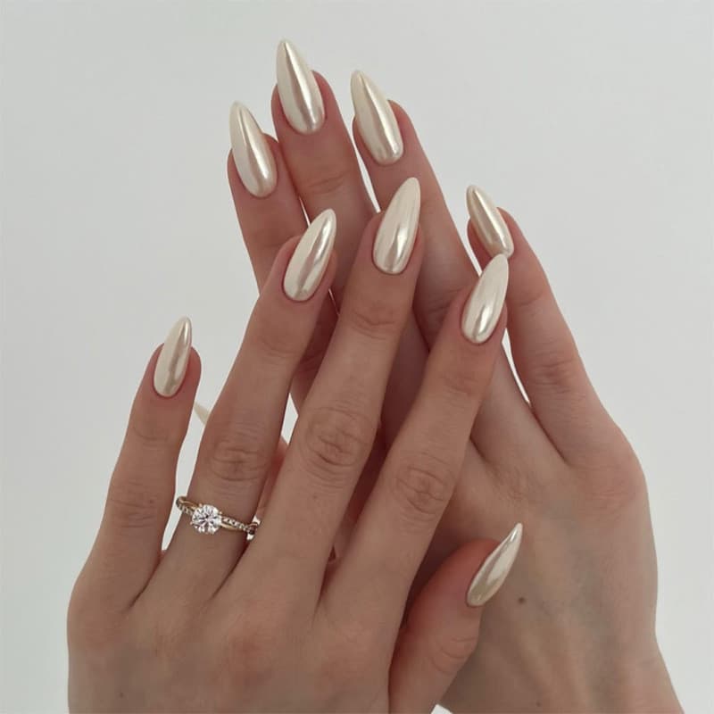Unhas vestíveis com revestimento de cor sólida piscante, comprimento médio, Manicure em formato de amêndoa, unhas falsas