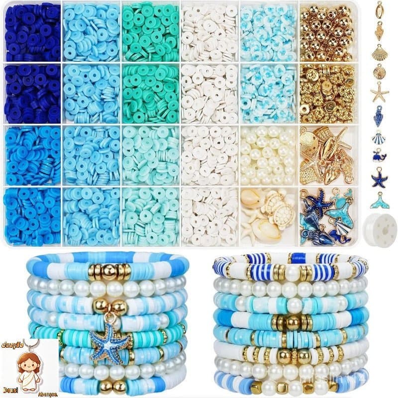 3000 peças de contas de argila para pulseiras, kit de fabricação de pulseiras de contas de argila com contas
