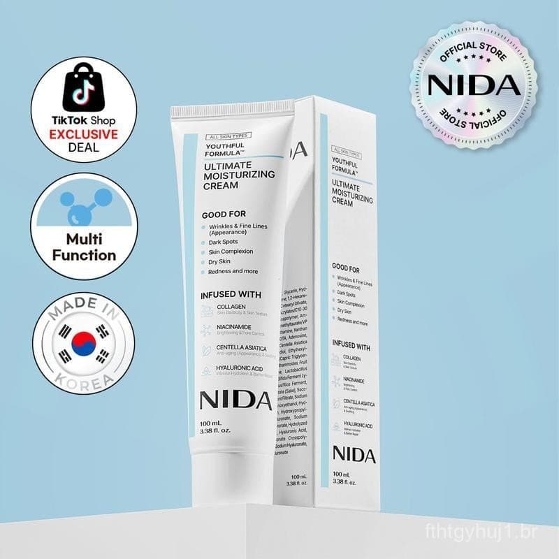 Melhor Hidratante NIDA Youth Formula (100ml) / Colágeno, Niacinamida, Centella Asiática, Ácido Hialurônico / Rugas