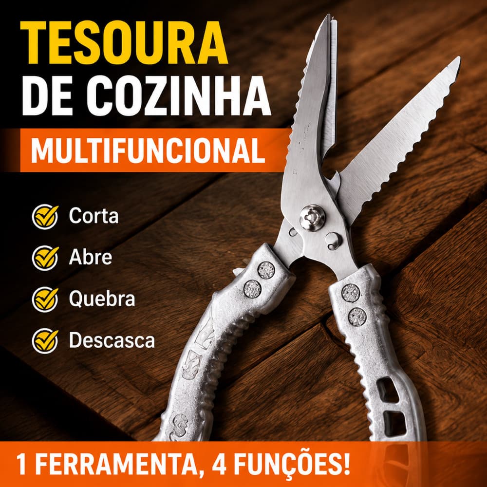 Tesoura Multiuso em Aço Inoxidável, resistente, confortável e ideal para uso doméstico, escritório e jardim