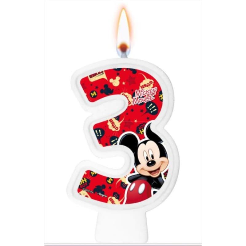 Vela Aniversario Mickey 3 Para Bolo Festa Infantil
