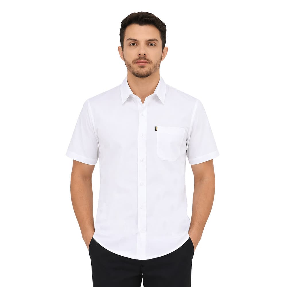 Camisa Social Manga Curta Masculina Branca Cannes Slim
