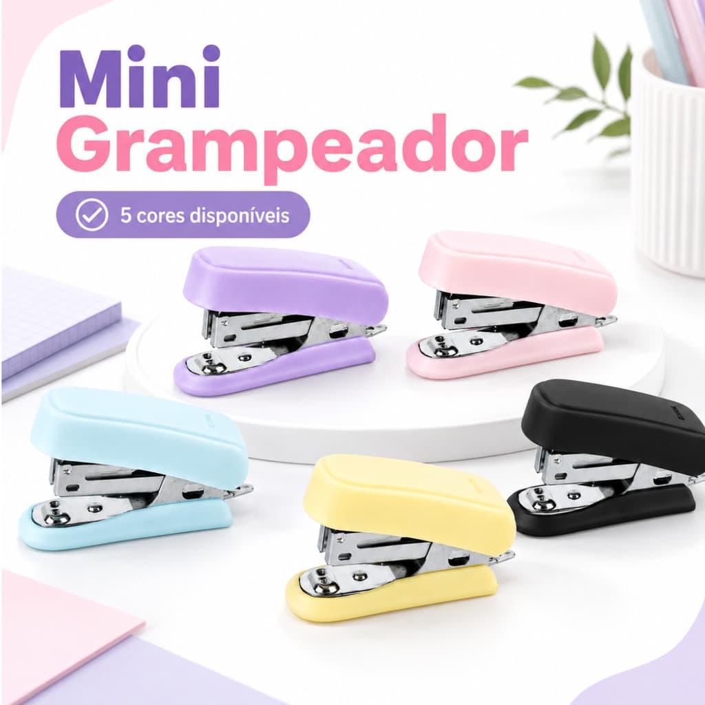 Mini Grampeador de Metal Portátil Reforçado 26/6 Escolar Escritório Papelaria Home Office