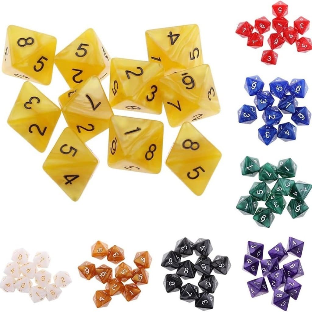 10pcs Conjunto De Dados Poliédricos D8 Dnd Acessórios Para Jogos De Tabuleiro RPG De 8 Lados