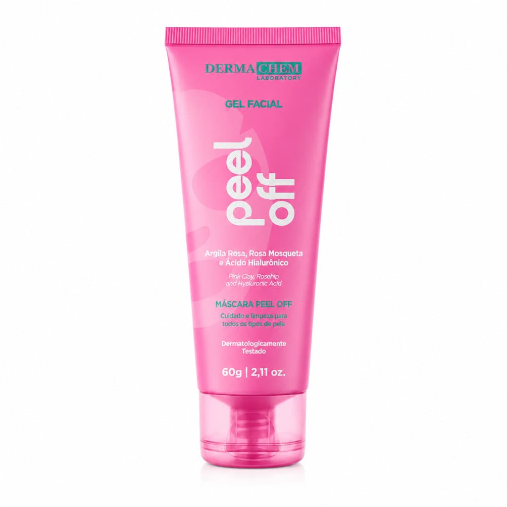 Gel Facial Peel Off Dermachem Rosa Mosqueta e Argila Rosa 60g