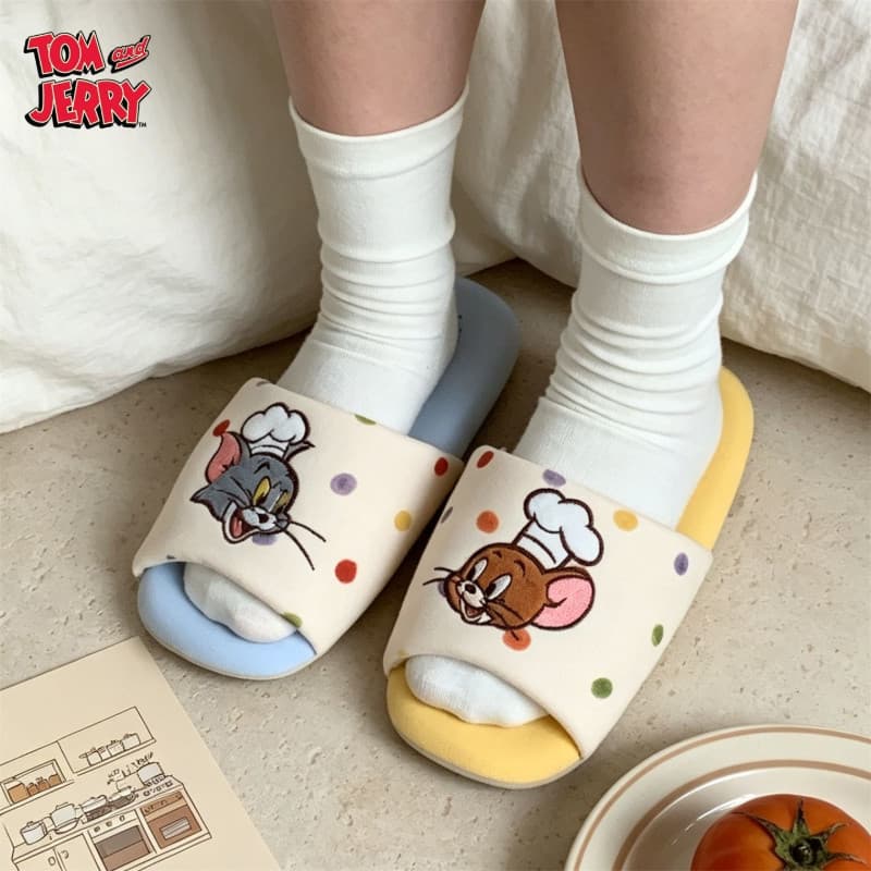 Chinelos de casa Tom e Jerry, divertidos e fofos, chinelos de desenho animado Tom e Jerry, produtos de anime, laváveis à