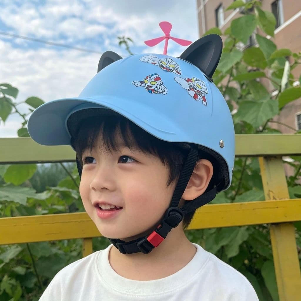 Boné de pico certificado de capacete infantil veículo elétrico quatro estações capacete Universal padrão nacional High-E
