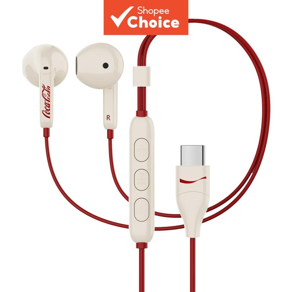 Fones de Ouvido Coca-Cola T53, Fones com Fio, Som HiFi, À Prova d’Água e Suor, Fones Intra-Auriculares para Música, Uso