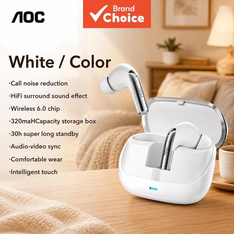 AOC ACT4635 Fones de Ouvido Bluetooth, Fones Intra-Auriculares, Fones de Ouvido de Alta-Fidelidade, Driver, Fones de Som