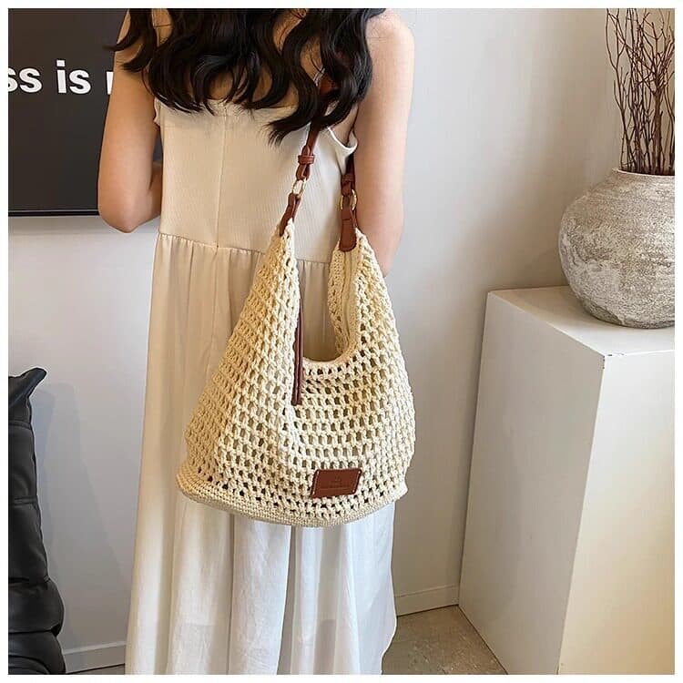 URBMCK bolsa de tecido feminina 2026 novo estilo elegante All-Match beira-mar praia palha Commuter bolsa de ombro