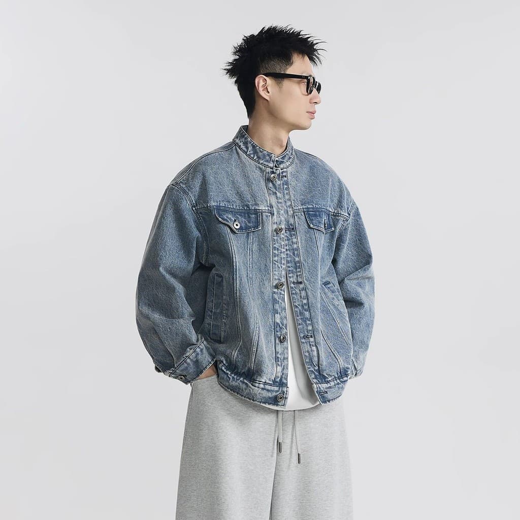 Estilo americano rua lavagem gola alta jaqueta jeans das mulheres dos homens primavera outono estilo unissex street Wear