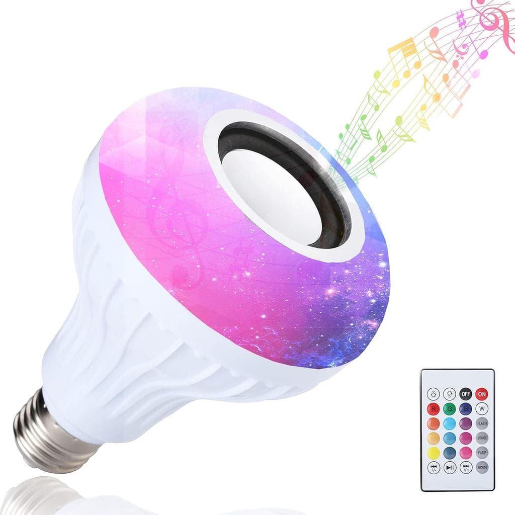 Lâmpada LED RGB+Branca BSOD com Alto-falante Bluetooth Inteligente para Música, Mudança de Cor, Chuveiro com Controle Re