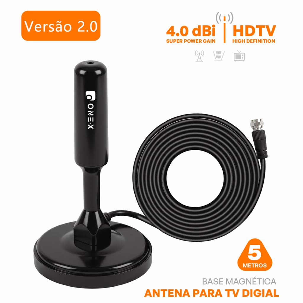 📡 Antena Digital TV 4K HDTV UHF 470-862MHz | Ganho 4.3dB Com Base Magnética E Cabo 5m