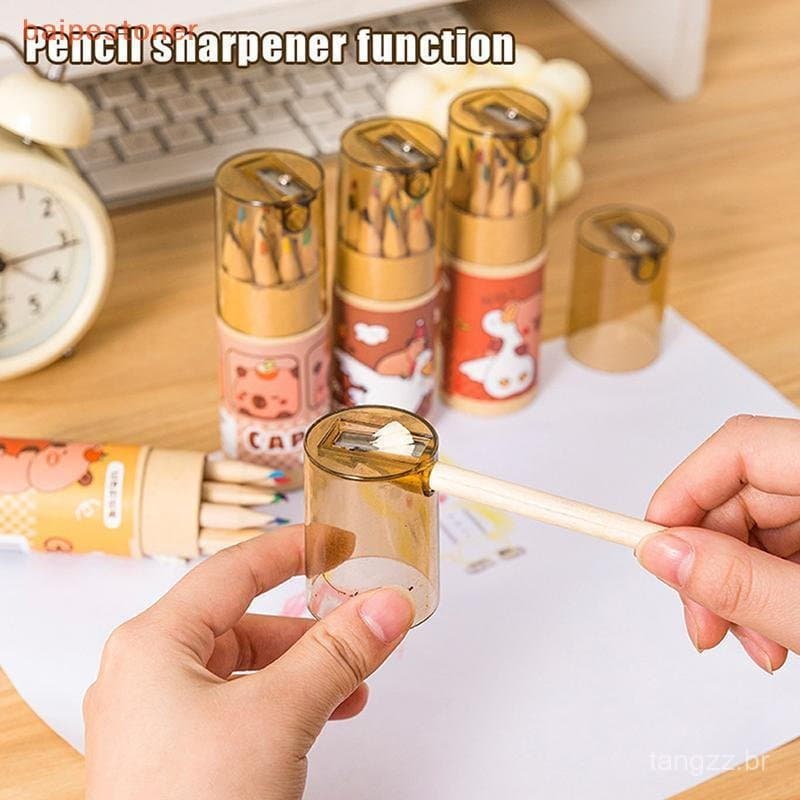 [baipestoner] 12 Lápis Multicoloridos De Capivara Adoráveis Com Apontadores E Pontas Retas , Perfeito Para Escolas , Esc