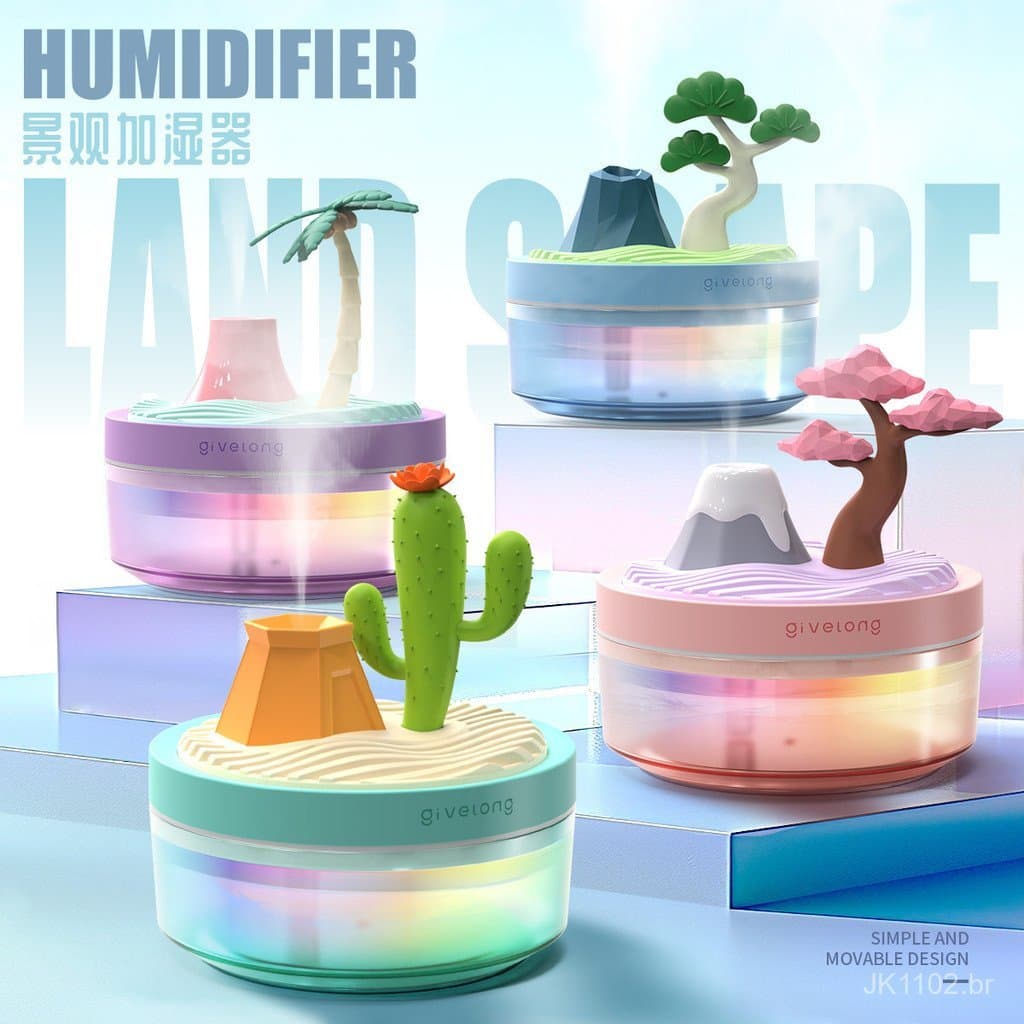 Umidificador de Ar Decorativo para Mesa, Umidificador de Plantas, Umidificador USB para Carro, Pulverizador de Atmosfera