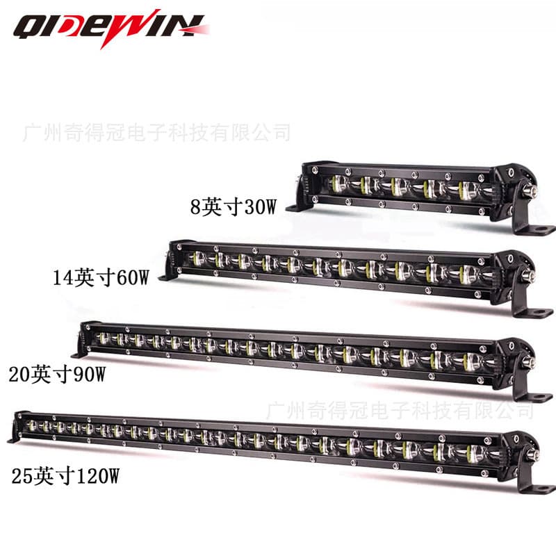 Luz de faixa para carro, de fileira única, ultra-fina, com lente longa, 6D, farol de teto para veículo off-road, luz de