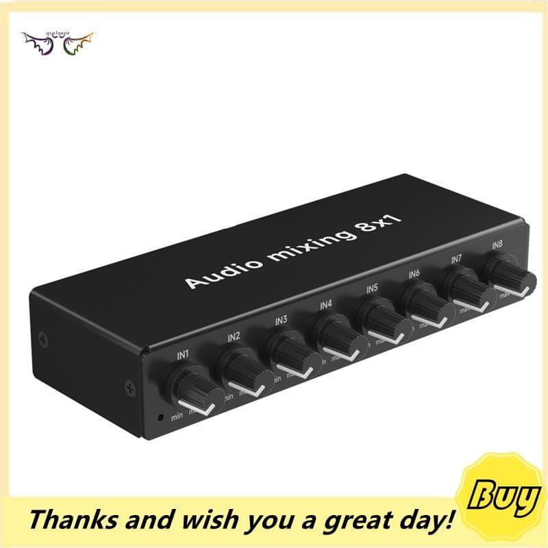 Mixer De Áudio De Entrada AUX , 8 Portas De 3.5 Mm Para Transmissão Ao Vivo Com Controle De Volume