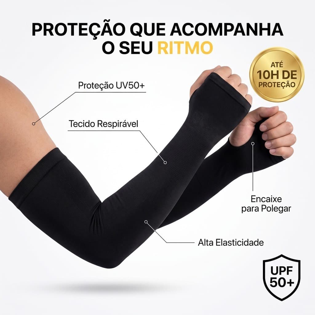 Par Manguito Proteção Solar UV Fina Braço Seda Masculina Feminina Moto Corrida Academia Respirável  ENVIO IMEDIATO