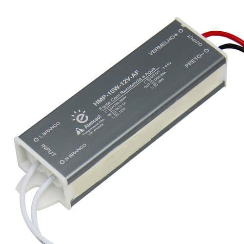 Fonte Driver LED Blindada Embralumi 12V 0,83A 10W Potência Real Bivolt IP67 para Fita LED Painel LED CFTV Iluminação