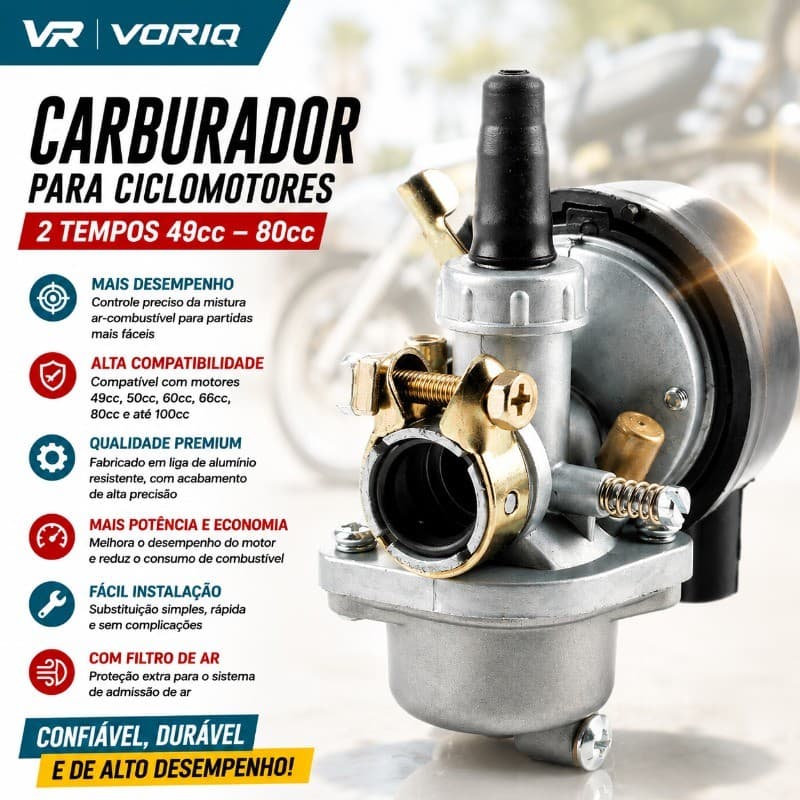 Carburador para motores 49cc 50cc 60cc 66cc 80cc 2 tempos Bicicleta Motorizada