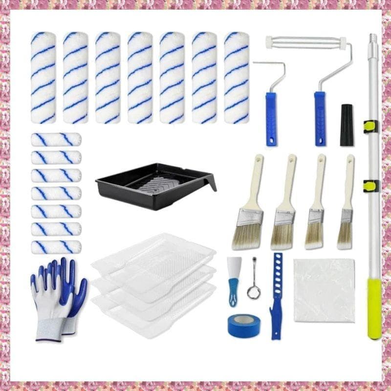 (Zsqa) Kit De Rolo De Pintura Com Rolos De Pólo De Extensão , Conjunto De Pincéis Para Profissional , Casa