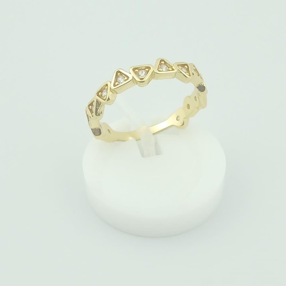 Anel Triângulos Cravejados Banhados a Ouro 18k 18