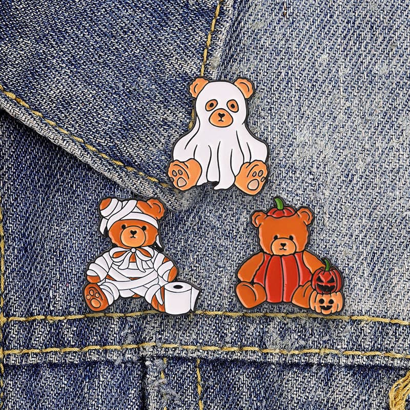 Halloween Estilo Bonito Urso De Pelúcia Esmalte Broche Moda Acessórios De Roupas Mochila Crachá Jóias Presente