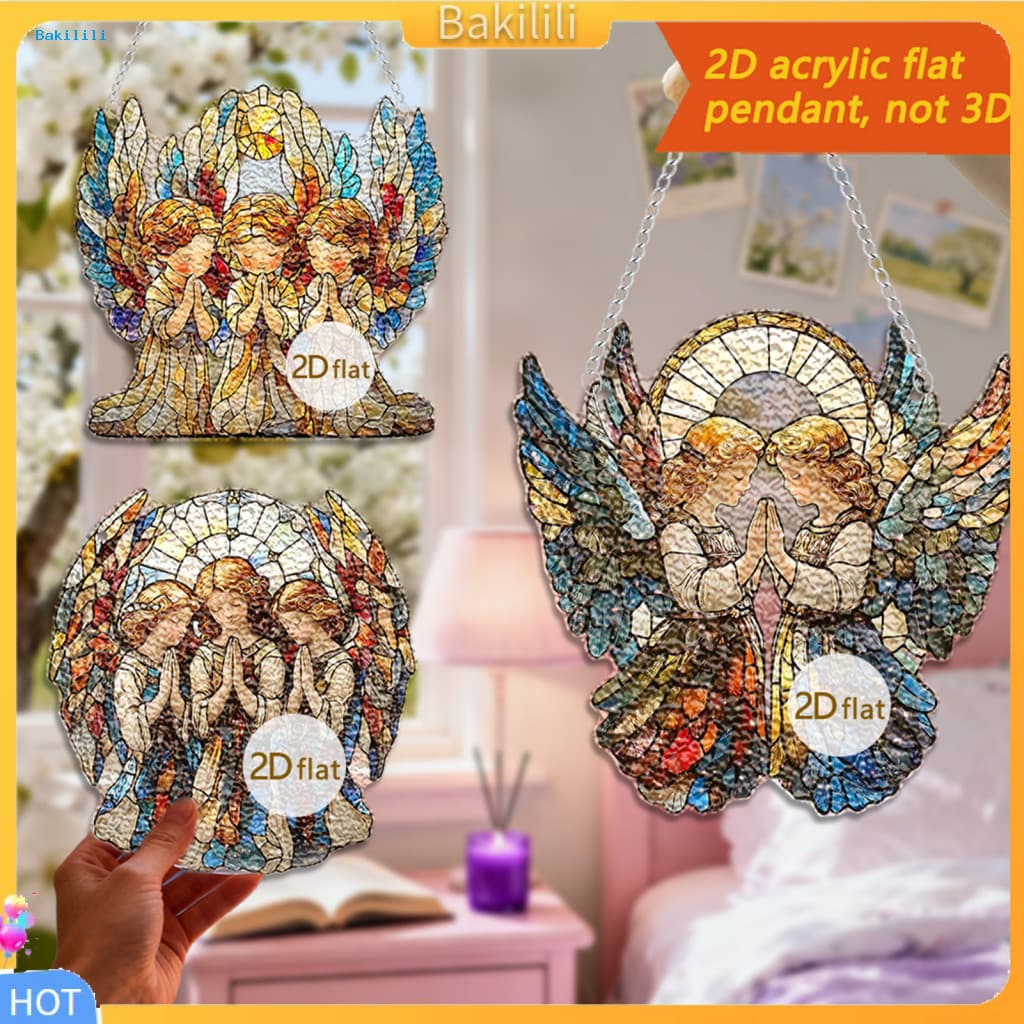{ Bakilili } Ornamento De Suspensão De Acrílico Duplo Decoração De Parede De Borboleta Em Forma De Lua Com Anjo Design F