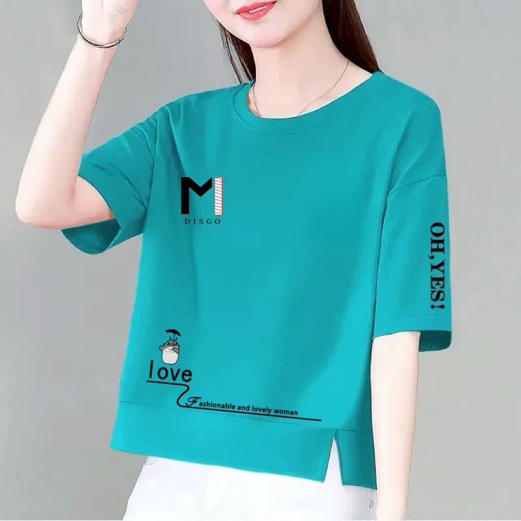 Camiseta de manga curta feminina solta tamanho grande mais magro olhar topo