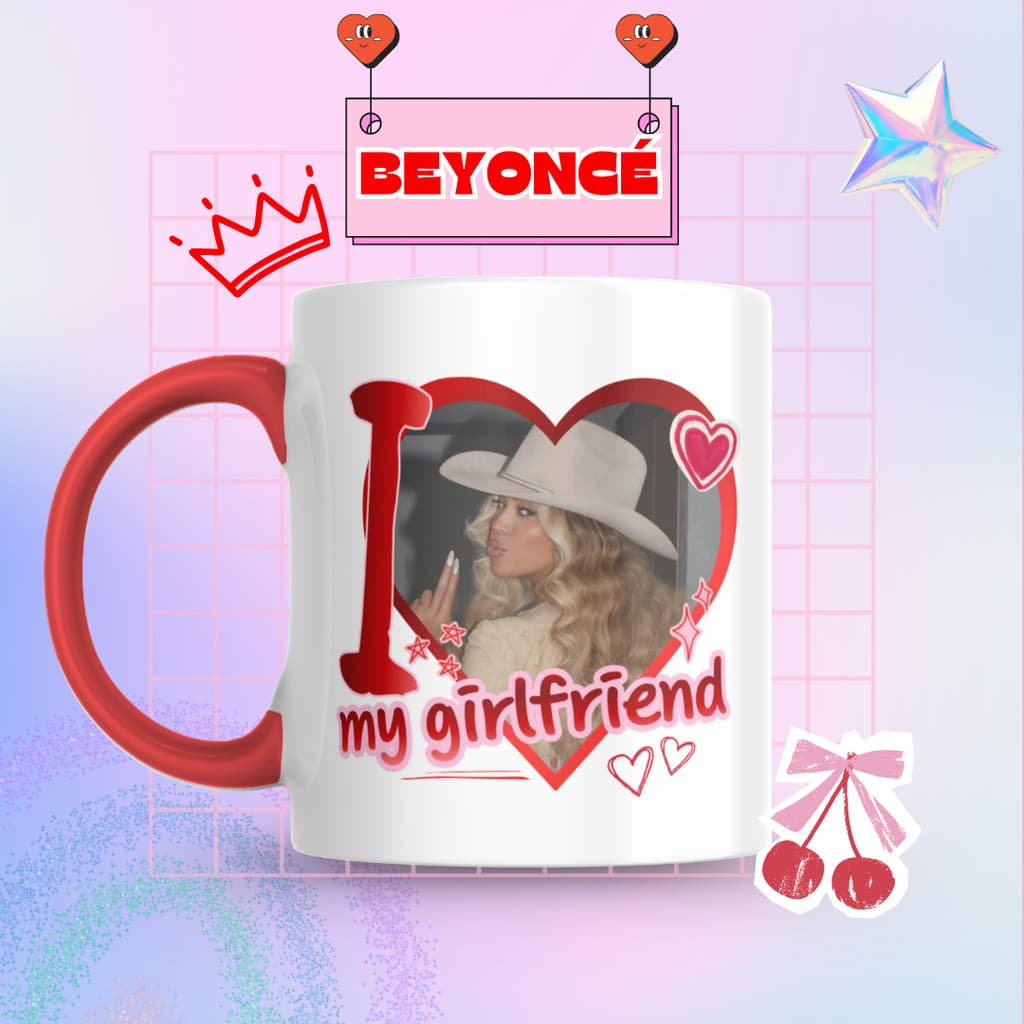 Caneca Xicara Porcelana 325ml Beyoncé Queen B Namorada Fã Personalizada Presente Decoração Casa