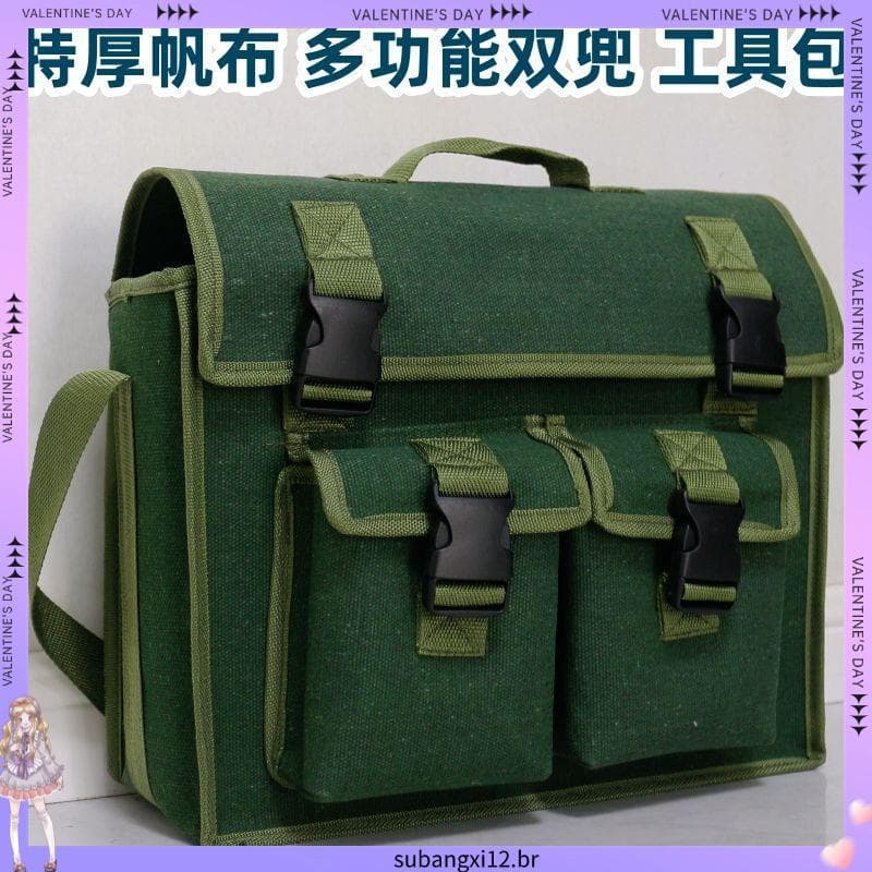 Bolsa de ferramentas de lona grossa e resistente ao desgaste, bolsa para eletricista, bolsa de armazenamento multifuncio