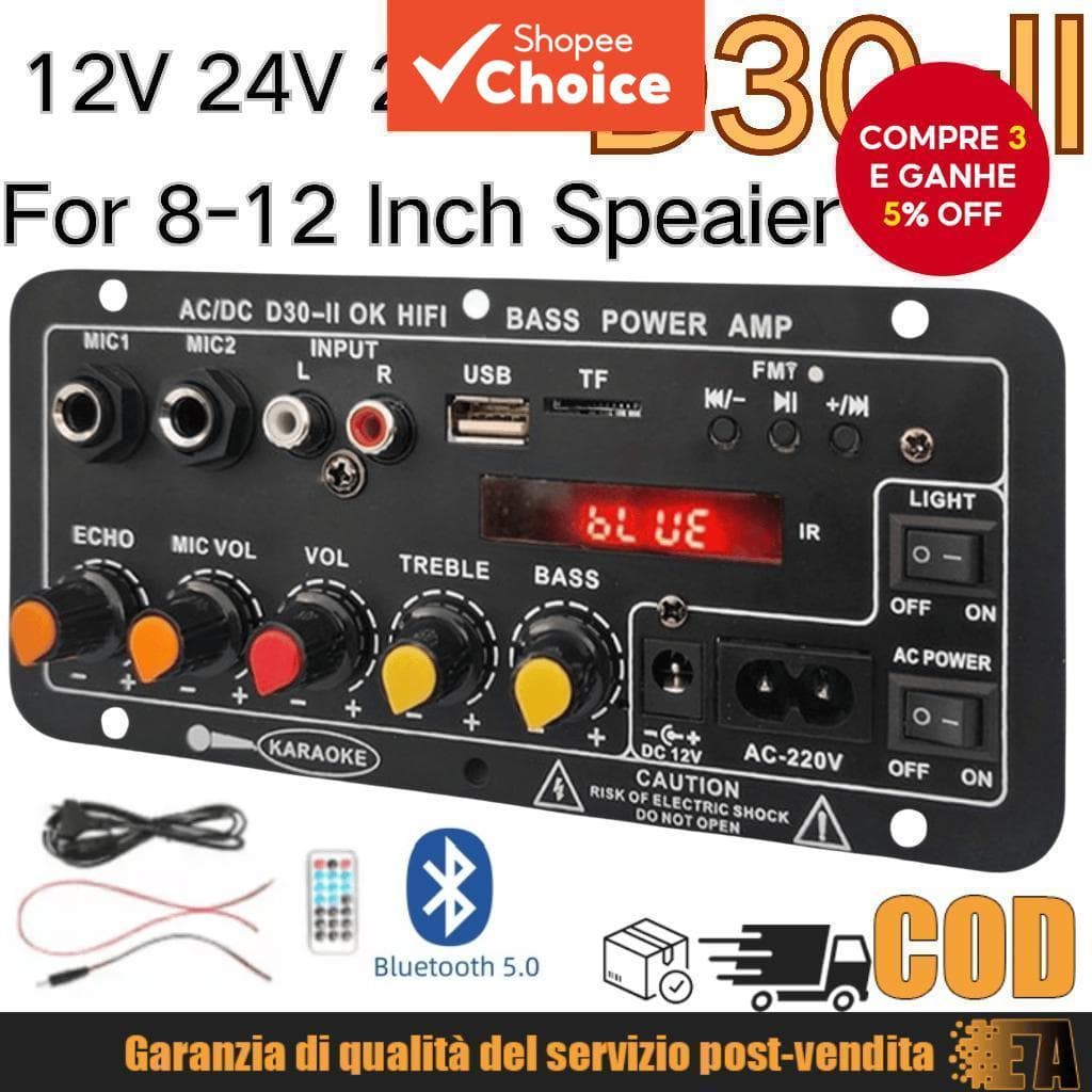 D30 D10 amplificador amplificador de alta potência 12V24V com bluetooth com display digital áudio do carro