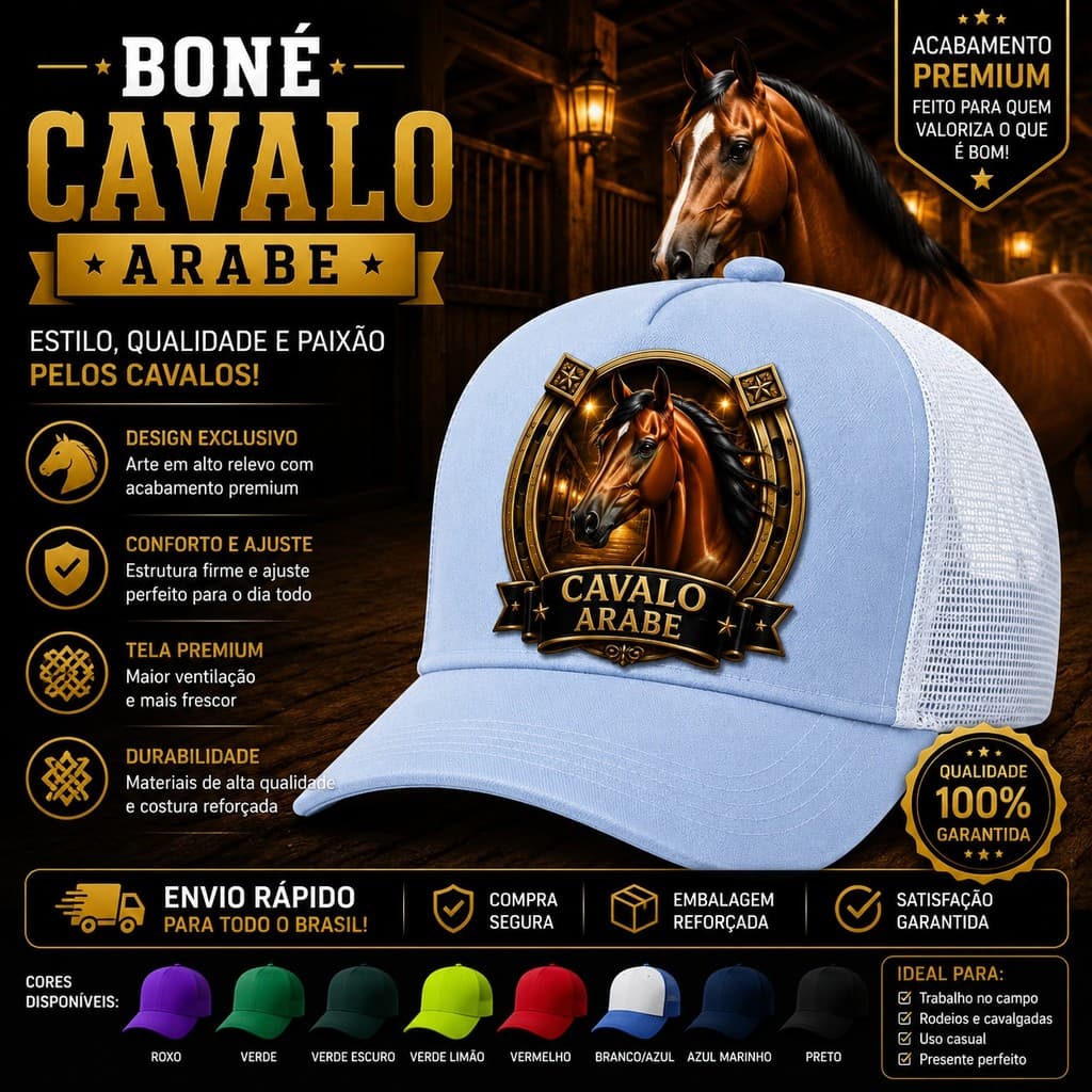 Boné Personalizado Cavalo Árabe Aba Curva - Escolha o SEU!