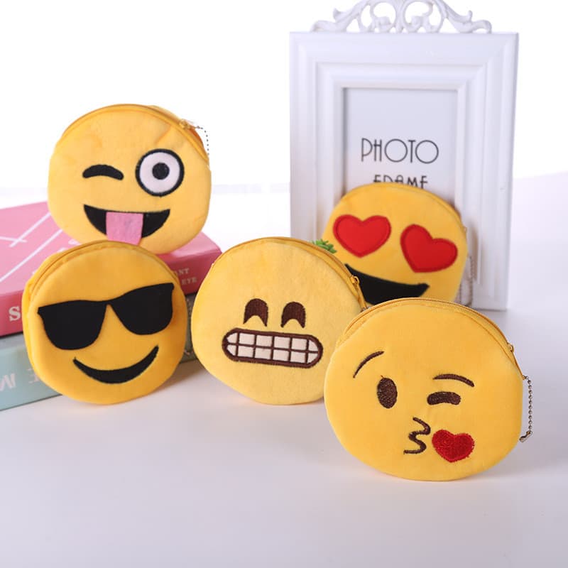Clássico bonito pequeno Smiley Face mudança emoji emoji moeda saco bonito pingente de pelúcia