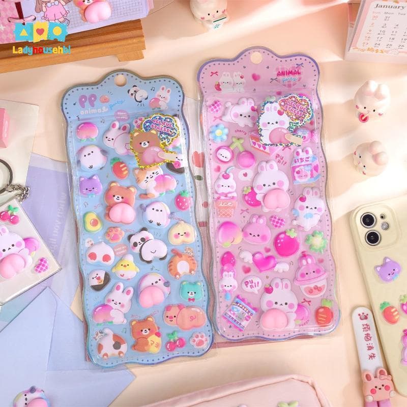 LAHG > Kawaii Dos Desenhos Animados 3D Peido Pêssego Estéreo Stier Estereoscópico Adorável Animais Aliviar O Estresse St