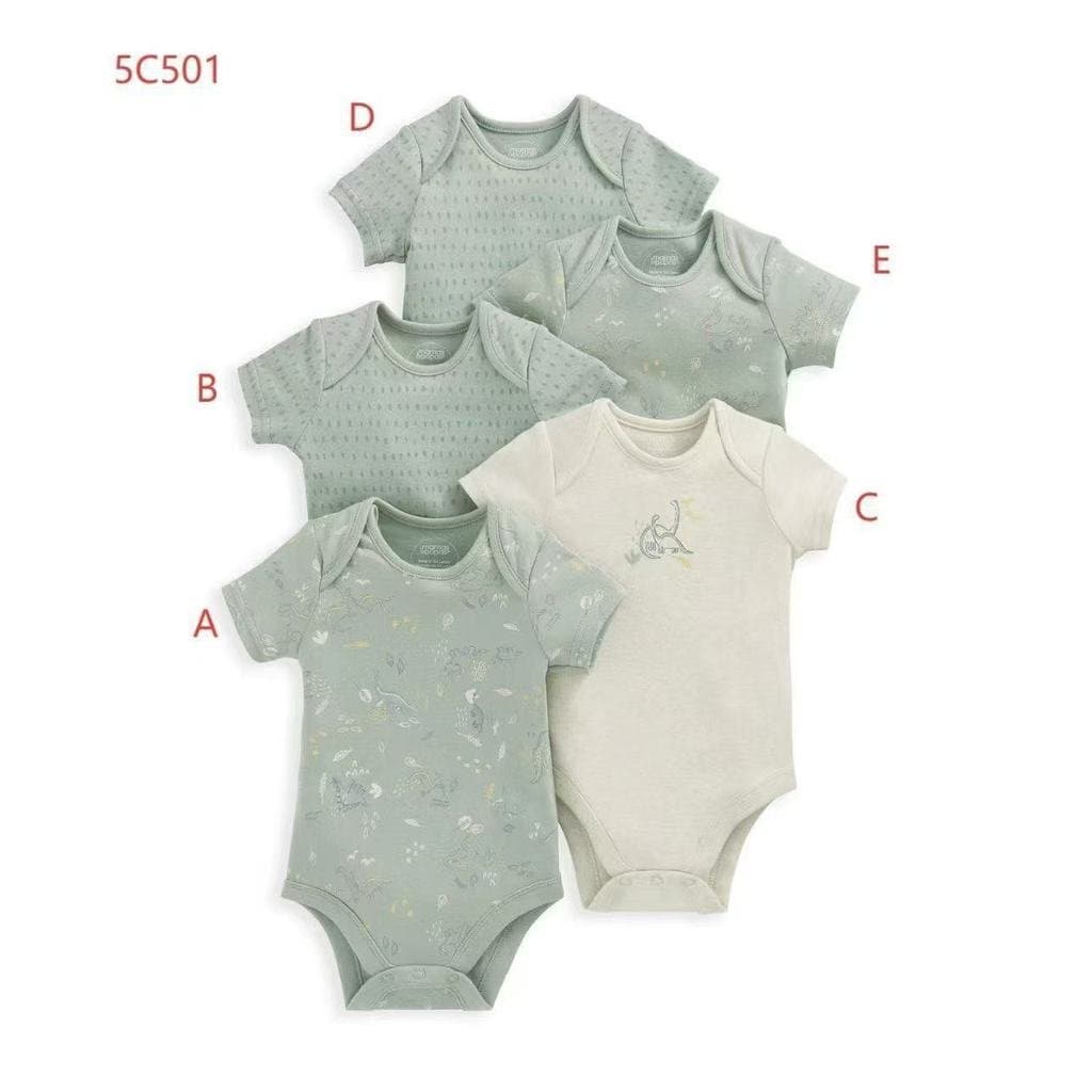 Macacão fino de verão de manga curta para bebês, 5 peças, para meninos e meninas, roupa para recém-nascidos e bebês enga