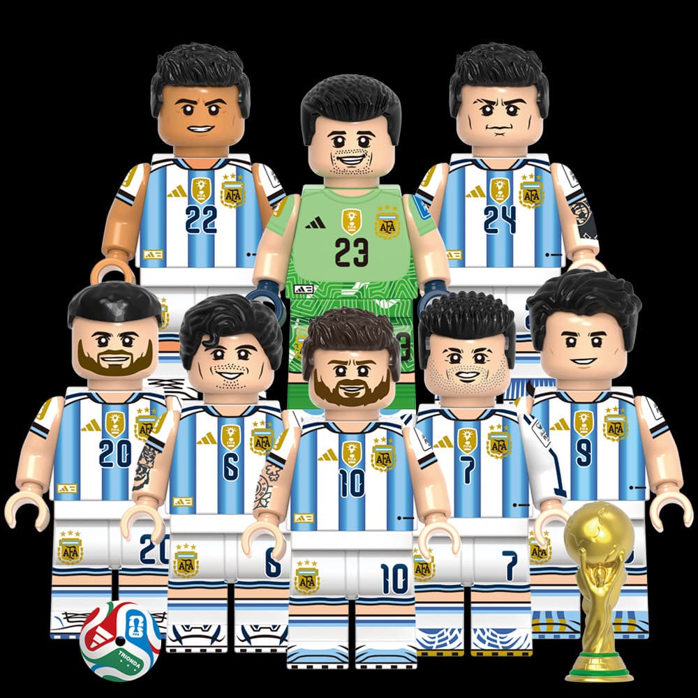 Copa Do Mundo Argentina Equipe Messi De Paul Mac Allister Enzo Fernandez Bloco De Construção Figura Brinquedos