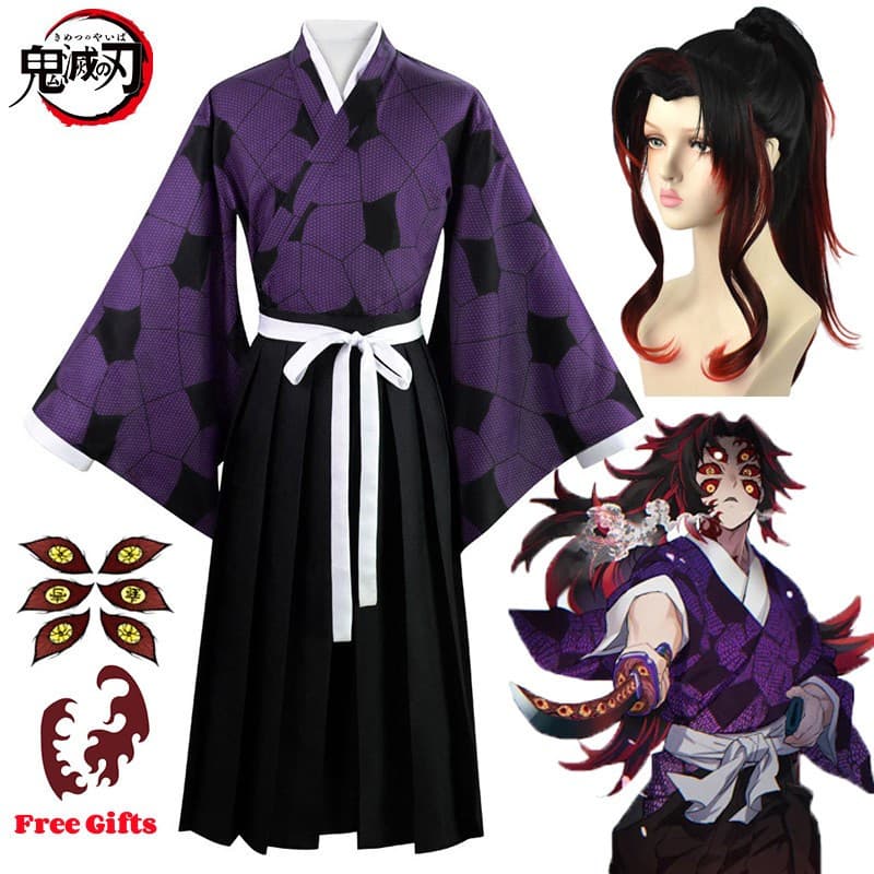 Fantasia de Cosplay do Personagem Kokushibo de Demon Slayer, Kimono Haori de Kokushibou de Kimetsu No Yaiba para Hallowe