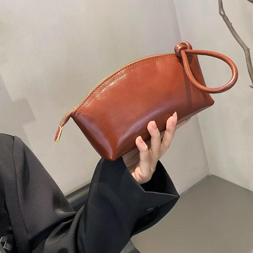 Novo produto de primavera: carteira de couro genuíno, estilo coreano, versátil e elegante, em couro de vaca curtido vege