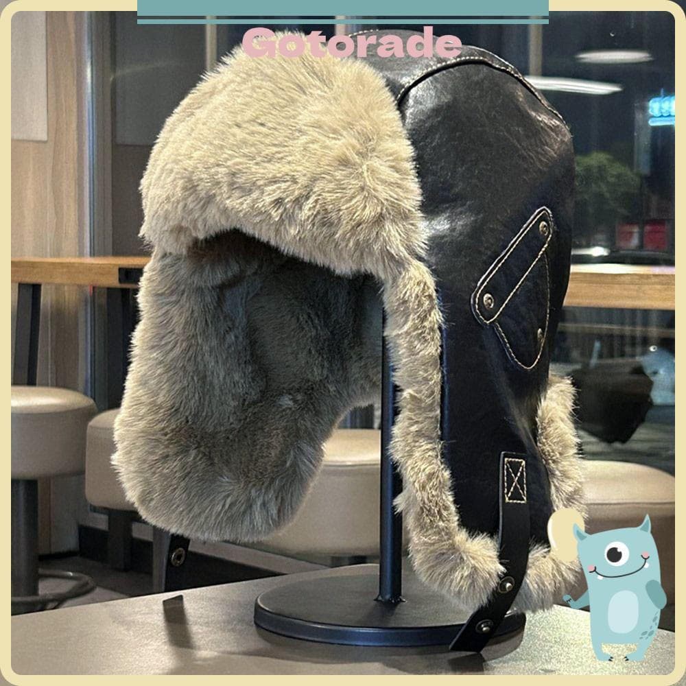 GOTORADECO Boné De Inverno , Chapéu Bomber De Pelúcia De Pele Sintética Ushanka Quente E Grosso À Prova De Vento Da Moda