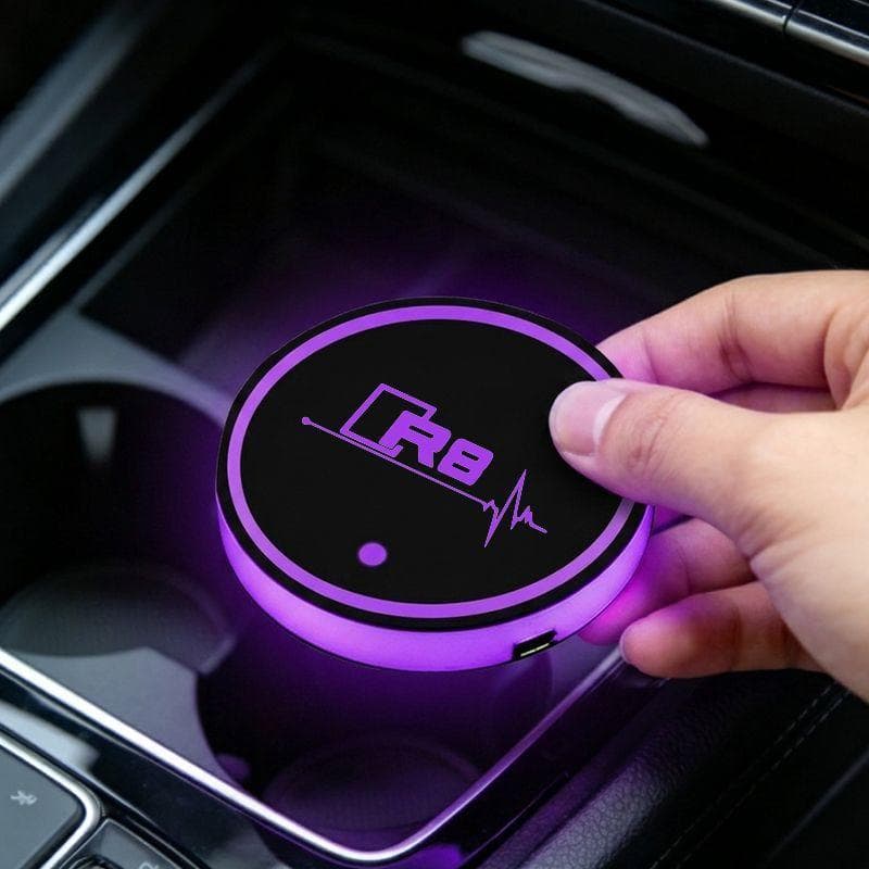 7 Cores Sensor de Luz e Movimento Tapete Porta Copos LED Acessórios para Carros For Audi R8 V10 Plus Performance