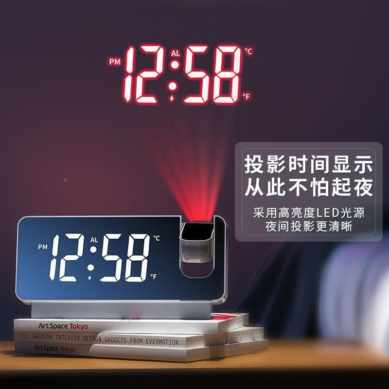 Modelo inteligente luminoso relógio Digital Desktop led tela grande projeção mudo criativo multifuncional despertador el
