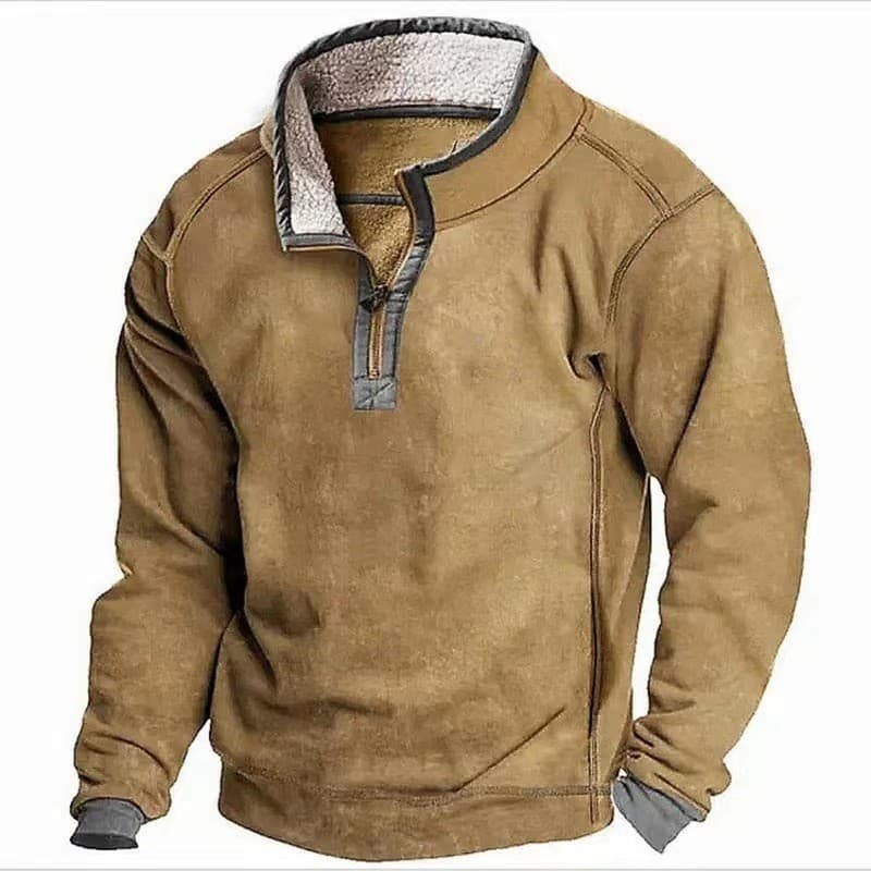 912 # Moletom masculino de cor sólida para comércio exterior, moletom casual com gola alta, zíper frontal, forrado com f