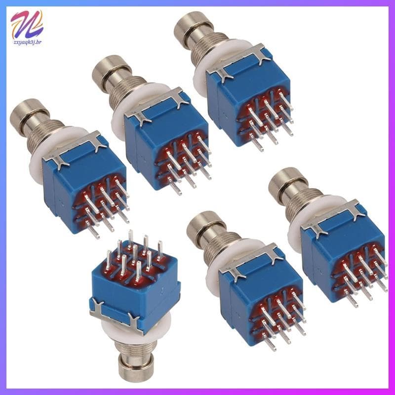 True Bypass Interruptor De Pedal De Efeito De Guitarra 6 Peças 3PDT Pé PCB Botão Liga-Travamento 9 Pinos Azul